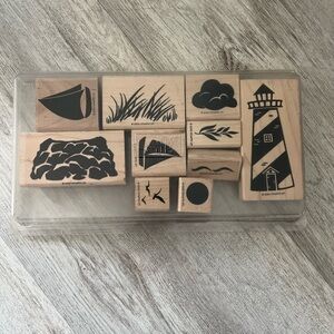 Stampin Up retired Wooden Rubber Stamp Set Lighthouse